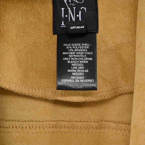 New VAKKO FOR INC INTERNATIONAL CONCEPTS Womens XL Draped Jacket Tan Faux Suede - Picture 8 of 10